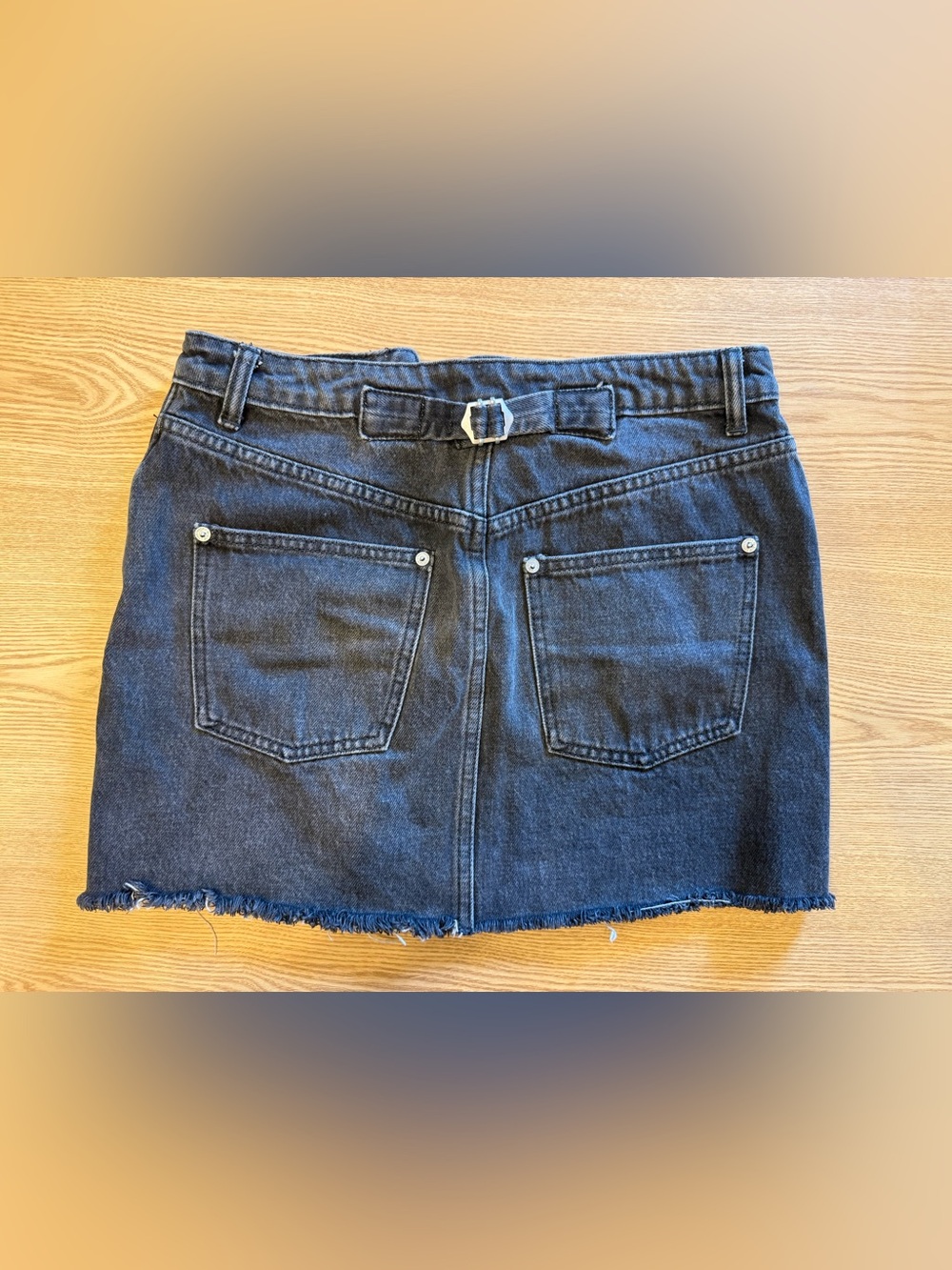 We The Free Washed Black Snap-Front Denim Skirt - Picture 3 of 4